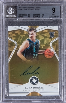 2018-19 Panini Opulence #106 Luka Doncic Signed Rookie Card (#16/99) - BGS MINT 9/BGS 10